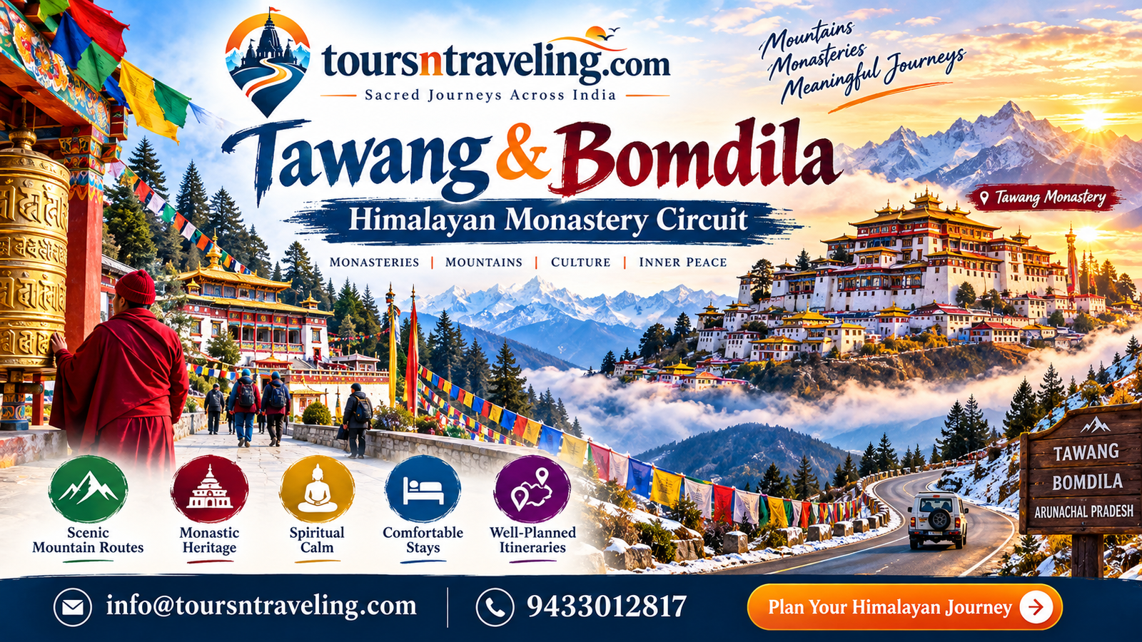 Illustrative regional pilgrimage scenery for Tawang & Bomdila Himalayan Monastery Circuit