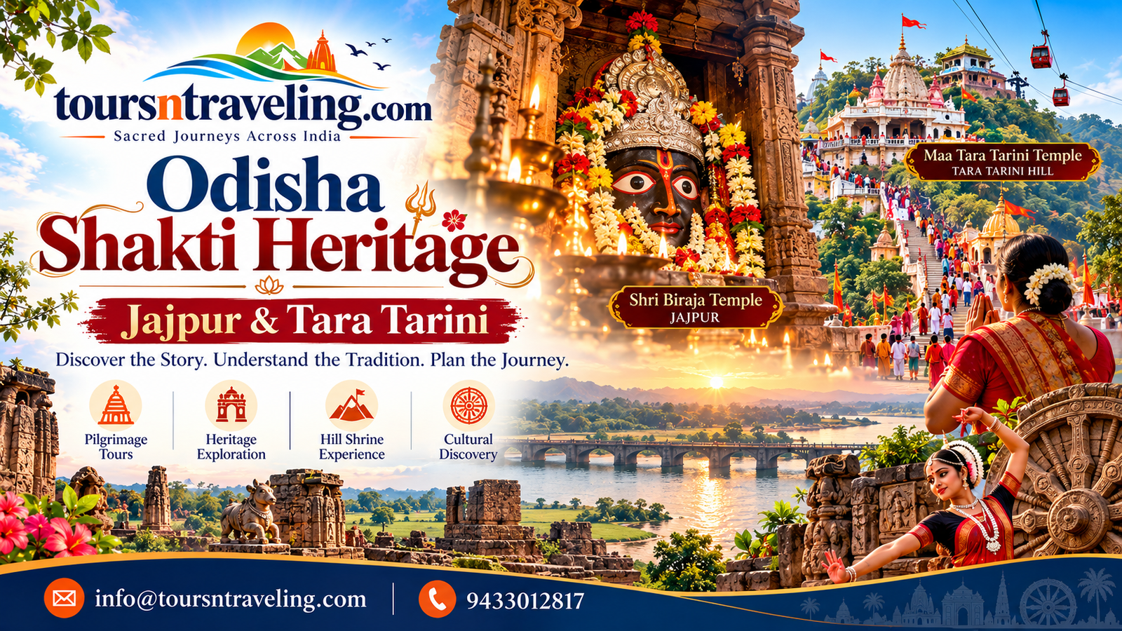 Illustrative regional pilgrimage scenery for Odisha Shakti Heritage: Jajpur & Tara Tarini