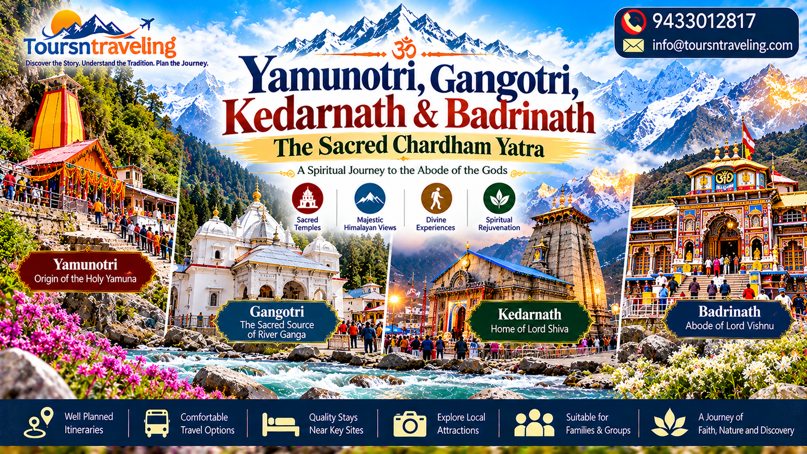 Illustrative scene connected to Yamunotri, Gangotri, Kedarnath & Badrinath