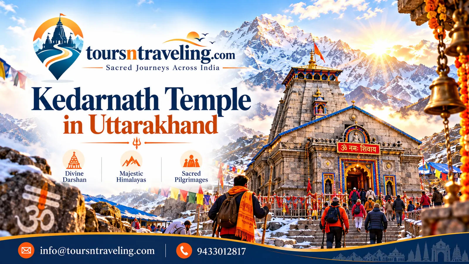 Kedarnath & Badrinath illustrated pilgrimage destination banner