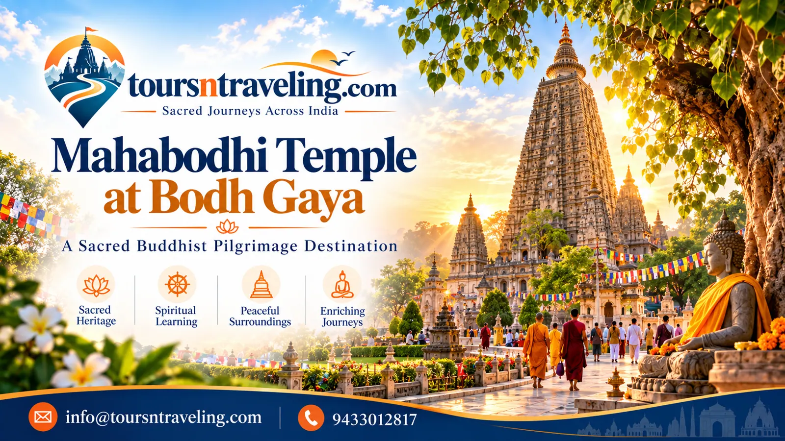 Bodh Gaya, Rajgir & Nalanda illustrated pilgrimage destination banner